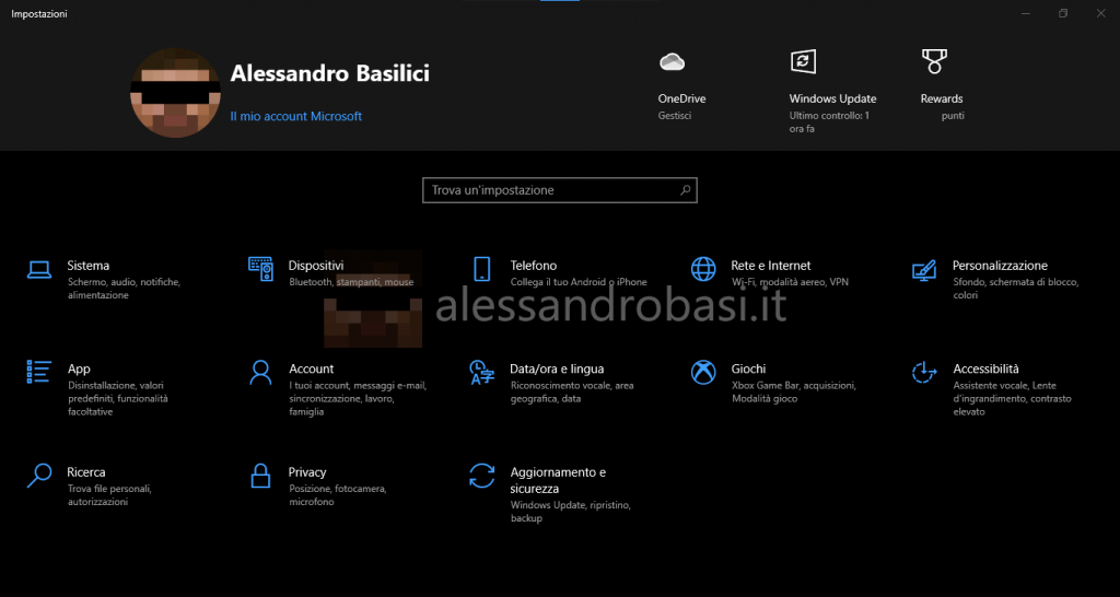 Nuovo stile delle impostazioni di Windows 10