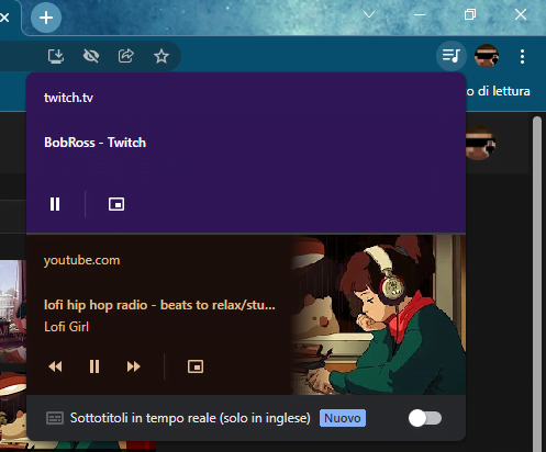 Contenuto tasto chrome musica e video