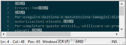 notepad++ codifica output di DISM in ANSI